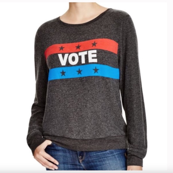 Wildfox Sweaters - Wildfox Vote Beach Jumper Sweater in gray black size Large